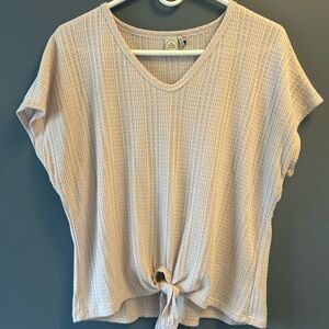 Paper Crane Cream Waffle Knit Tie-Front Top